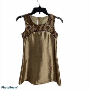 Bonnie Jean Bronze Brown Floral Dress Girls Large